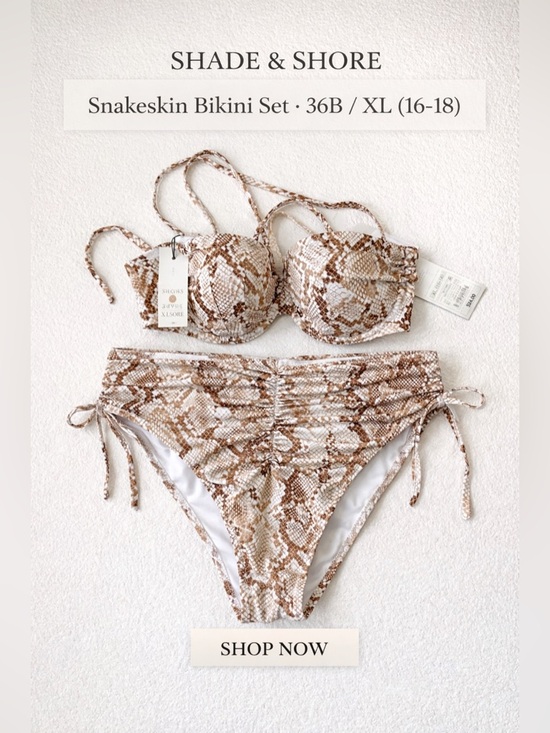 Shade & Shore Other - Shade & Shore Snakeskin Bikini Set 36B Top XL Bottom NWT